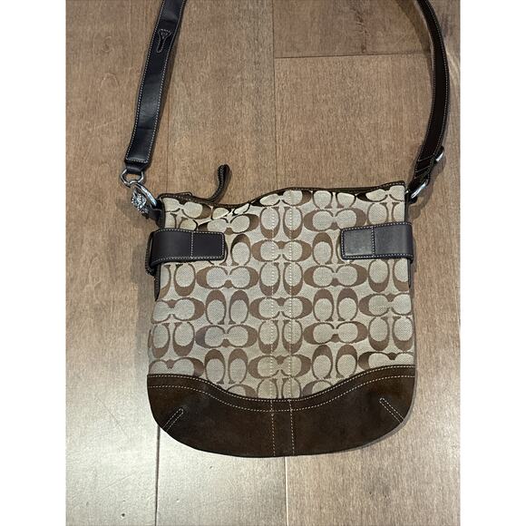 Coach Signature Monogram Brown Crossbody Shoulder Handbag H05K-3574 10x10x4" - Picture 3 of 6